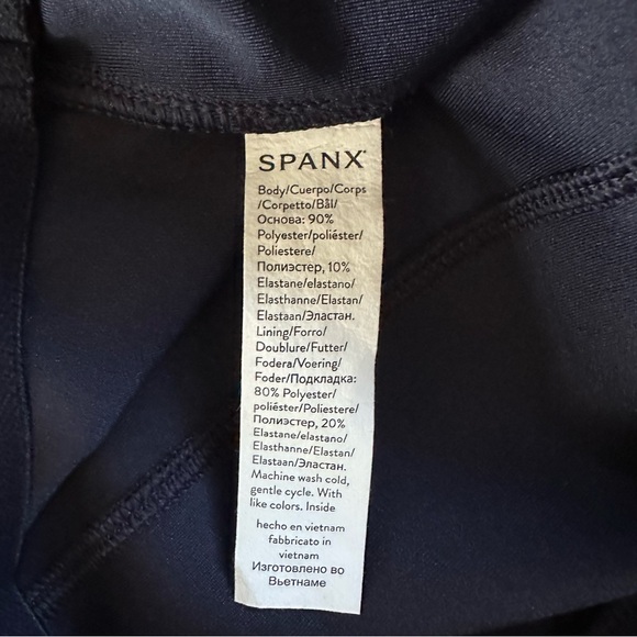 SPANX Navy Faux Suede Flare Pants Pull On Stretch Bootcut Size L - Picture 8 of 12